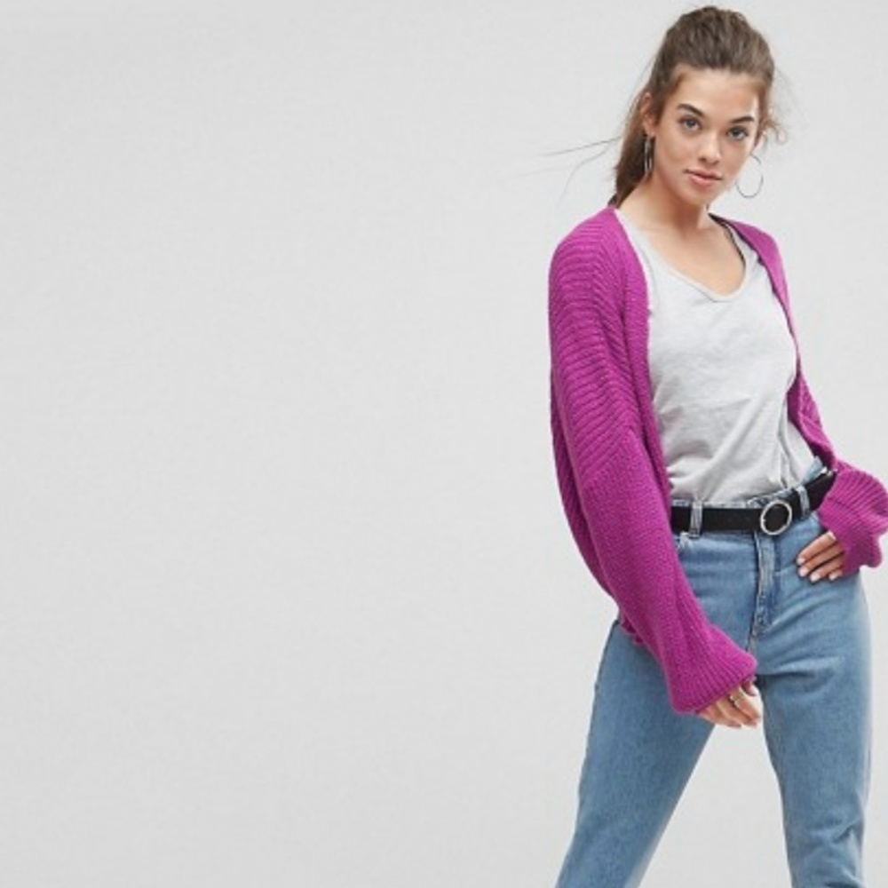Chunky Cardigan In Fluffy Rib - Picture 4 of 5